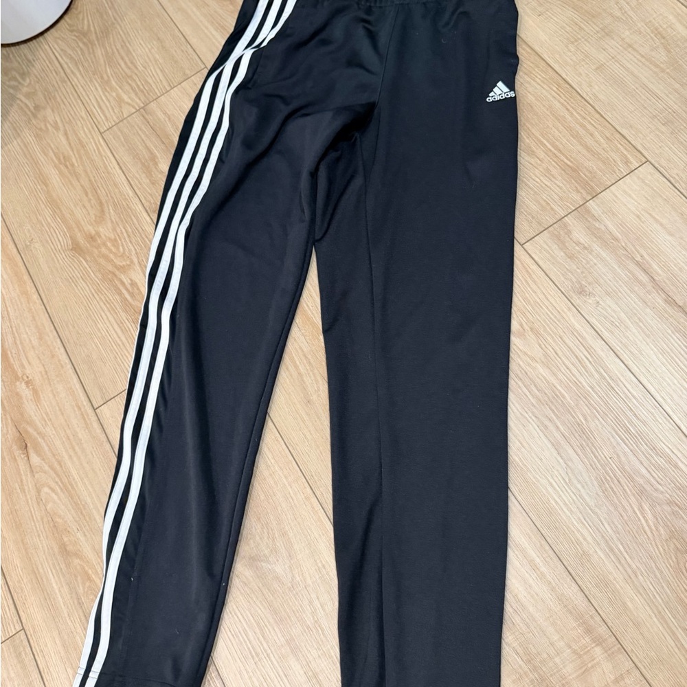 Adidas Kids Black Joggers with White Stripes